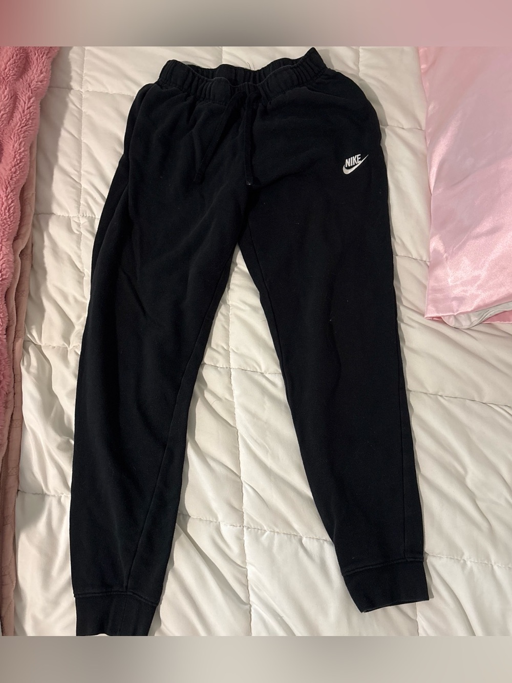 Nike Black Kids' Fleece Jogger Sweatpants with White Logo